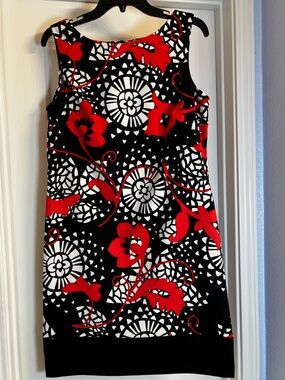 ALYX Limited Red Black White Floral Geometric Shift Dress Size 12